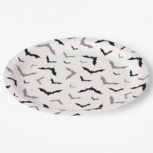 Gothic Halloween Black Bat Wedding Pappteller (Schrägansicht)