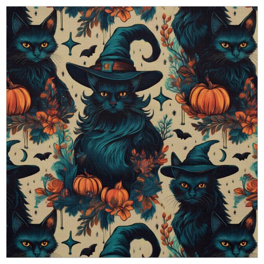 Gothic halloween Black Cat Hexenmuster Stoff (Muster)