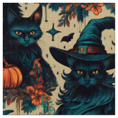 Gothic halloween Black Cat Hexenmuster Stoff (Nahaufnahme)