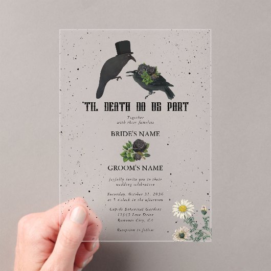 Gothic Halloween Black Rose Crows Wedding Acryleinladungen (Insitu (Handheld))