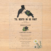 Gothic Halloween Black Rose Crows Wedding Acryleinladungen (Vorderseite)