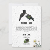 Gothic Halloween Black Rose Crows Wedding Dankeskarte (Vorderseite)