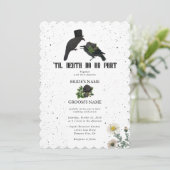 Gothic Halloween Black Rose Crows Wedding Einladung (Stehend Vorderseite)