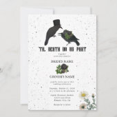 Gothic Halloween Black Rose Crows Wedding Einladung (Vorderseite)