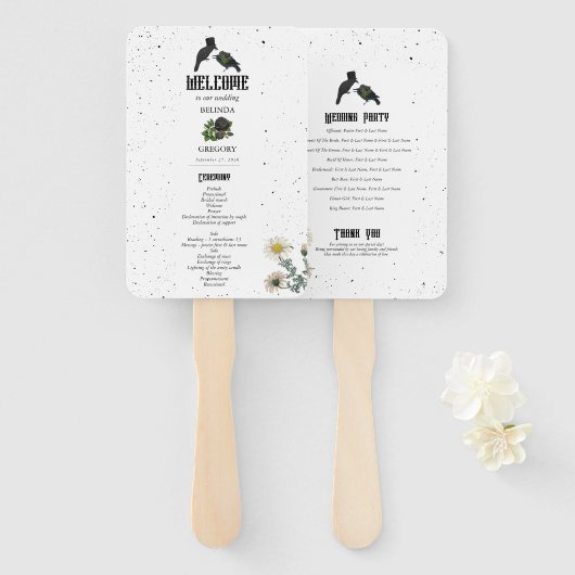 Gothic Halloween Black Rose Crows Wedding Fächer (Vorne und Hinten)