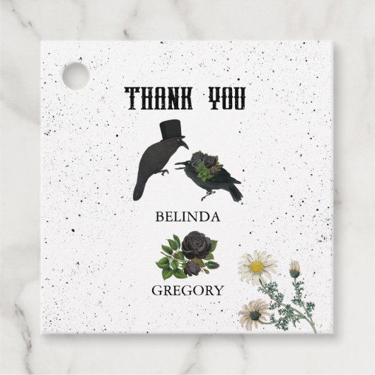 Gothic Halloween Black Rose Crows Wedding Geschenkanhänger (Vorderseite)