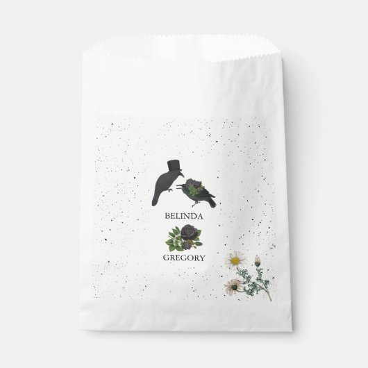Gothic Halloween Black Rose Crows Wedding Geschenktütchen (Vorderseite)
