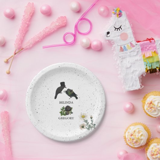 Gothic Halloween Black Rose Crows Wedding Pappteller (Party)