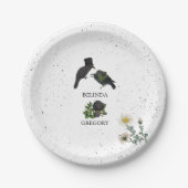 Gothic Halloween Black Rose Crows Wedding Pappteller (Vorderseite)