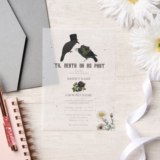 Gothic Halloween Black Rose Crows Wedding Pergament Einladungen (Hochzeit)