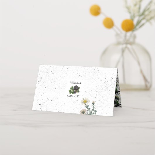 Gothic Halloween Black Rose Crows Wedding Platzkarte (Rückseite)