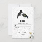 Gothic Halloween Black Rose Crows Wedding RSVP Karte (Vorderseite)