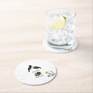 Gothic Halloween Black Rose Crows Wedding Runder Pappuntersetzer