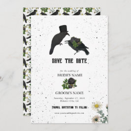 Gothic Halloween Black Rose Crows Wedding Save The Date