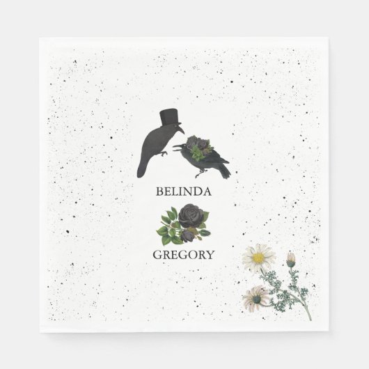 Gothic Halloween Black Rose Crows Wedding Serviette (Vorderseite)