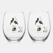 Gothic Halloween Black Rose Crows Wedding Weinglas Ohne Stiel (Rückseite)