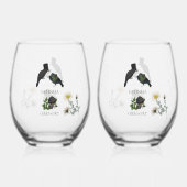 Gothic Halloween Black Rose Crows Wedding Weinglas Ohne Stiel (Vorderseite)