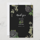 Gothic Halloween Black Rose Hochzeit Dankeskarte (Vorderseite)