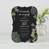 Gothic Halloween Black Rose Hochzeit Einladung (Stehend Vorderseite)