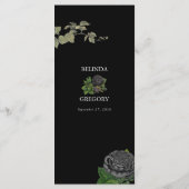 Gothic Halloween Black Rose Hochzeit Menükarte (Rückseite)