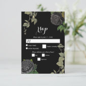 Gothic Halloween Black Rose Hochzeit RSVP Karte (Stehend Vorderseite)