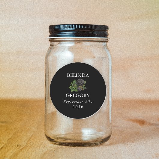 Gothic Halloween Black Rose Hochzeit Runder Aufkleber