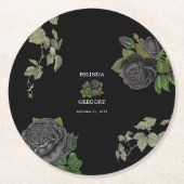Gothic Halloween Black Rose Hochzeit Runder Pappuntersetzer (Vorderseite)