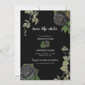 Gothic Halloween Black Rose Hochzeit Save The Date (Vorderseite)