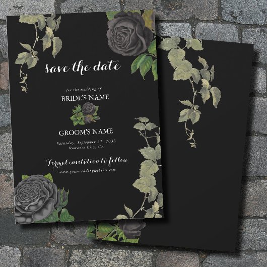 Gothic Halloween Black Rose Hochzeit Save The Date