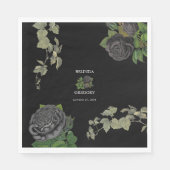 Gothic Halloween Black Rose Hochzeit Serviette (Vorderseite)