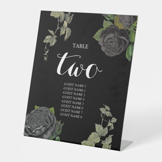 Gothic Halloween Black Rose Hochzeit Tischnummer Sockelschild (Vorderseite)