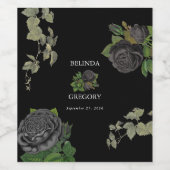 Gothic Halloween Black Rose Hochzeit Weinetikett (Einzelnes Label)