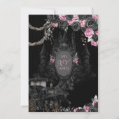Gothic Halloween Black Rose Pink Quinceañera Einladung (Rückseite)
