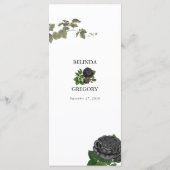 Gothic Halloween Black Rose Wedding White Menükarte (Rückseite)