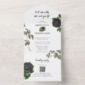 Gothic Halloween Black Rose White Wedding All In One Einladung (Innen Boden)