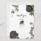 Gothic Halloween Black Rose White Wedding Dankeskarte (Vorderseite)