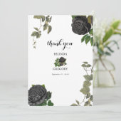 Gothic Halloween Black Rose White Wedding Dankeskarte (Stehend Vorderseite)