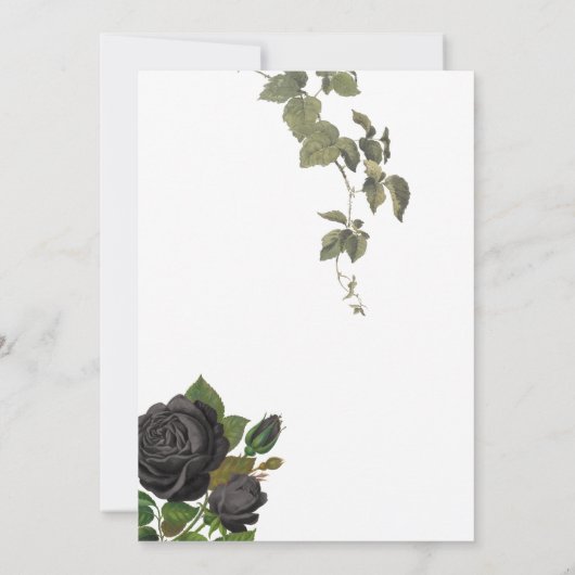 Gothic Halloween Black Rose White Wedding Einladung (Rückseite)
