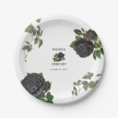 Gothic Halloween Black Rose White Wedding Pappteller (Vorderseite)