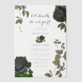 Gothic Halloween Black Rose White Wedding Pergament Einladungen (Vorderseite)