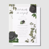 Gothic Halloween Black Rose White Wedding Pergament Einladungen (Versetzt)