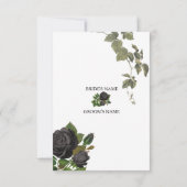 Gothic Halloween Black Rose White Wedding RSVP Karte (Rückseite)