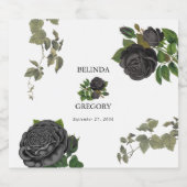 Gothic Halloween Black Rose White Wedding Schaumweinetikett (Einzelnes Label)