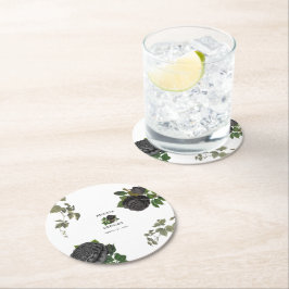 Gothic Halloween Black Roses Wedding Runder Pappuntersetzer