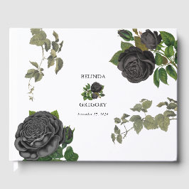 Gothic Halloween Black Roses White Wedding Gästebuch