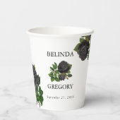 Gothic Halloween Black Roses White Wedding Pappbecher (Rückseite)