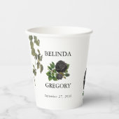 Gothic Halloween Black Roses White Wedding Pappbecher (Vorderseite)