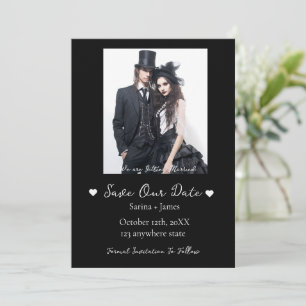 Gothic Halloween Black Save the Date Wedding Einladung