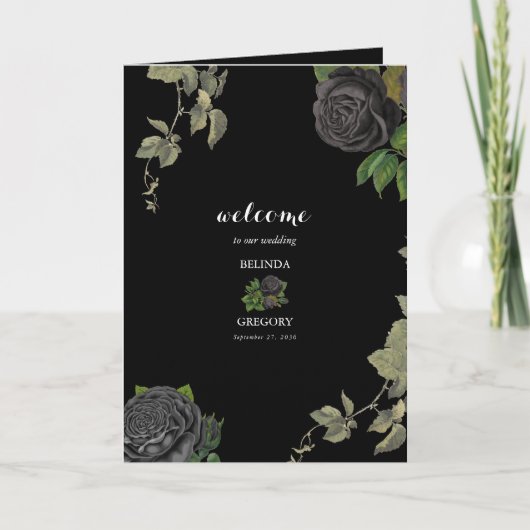 Gothic Halloween Black Wedding Order of Service Programm (Vorderseite)