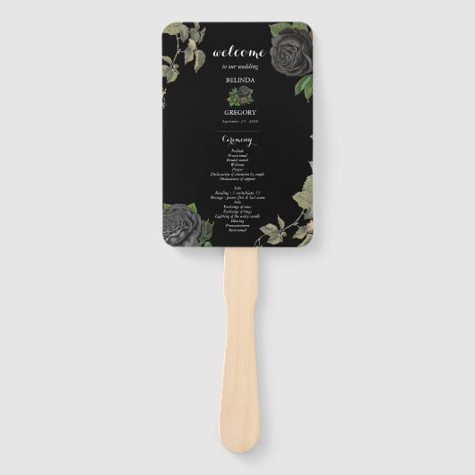 Gothic Halloween Black Wedding Program Fächer (Vorderseite)